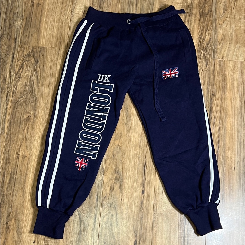 London UK Kids Jogger Sweatpants Embroidery Sz M